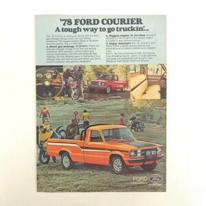 Vintage Ford Courier Pickup Truck Print Ad Compact Garage Decor Car Show Display